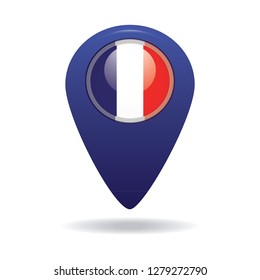 button with the image of the flag of the France. Vector graphics