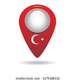 button with the image of the flag of the Turkey. Vector graphics