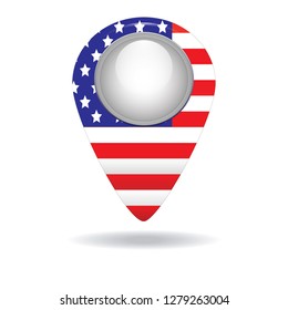 button with the image of the flag of the USA. Vector graphics