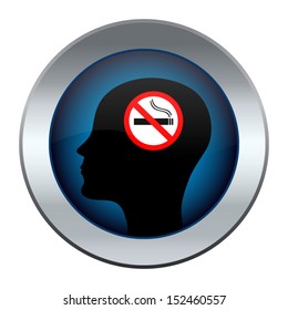 button with the image of a head with a no smoking sign