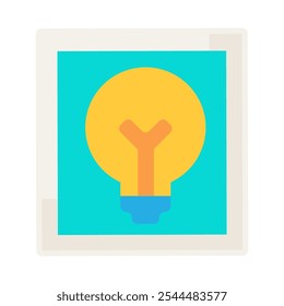 Button with image of light bulb symbol of idea icon. Device for generating innovative ideas and inventions element. Simple flat vector isolated on white background