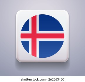 as a button. Image. Vector. Icon. Flag of Iceland