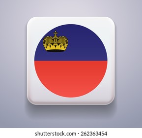 as a button. Image. Vector. Icon. Flag of Liechtenstein