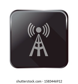 Button with image of a wireless antenna. Real button. Editable vector.