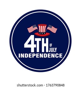 Button of independence day of United States. 4th July - Vector