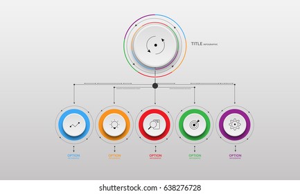 Button info-graphic paper color 5 step for Business 