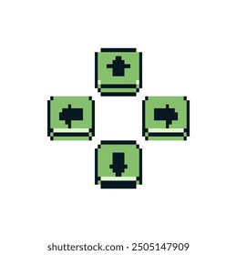 Button, Interface, Pixel Art Design, Spiel, Option, Retro 80s Konsolenspiel-App, Videospiel, flacher Stil, Old School Computer Grafikdesign, 8-Bit-Sprite, Spielelemente, Vektorgrafik.