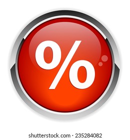 Button internet pourcentage sign red