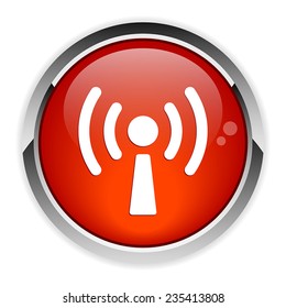 Button internet wifi sign red