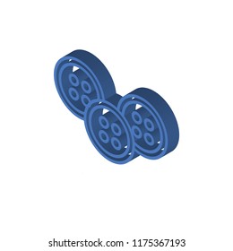 Button isometric left top view 3D icon