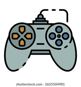 Button joystick icon. Outline button joystick vector icon color flat isolated