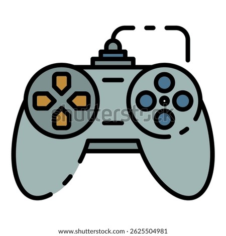 Button joystick icon. Outline button joystick vector icon color flat isolated