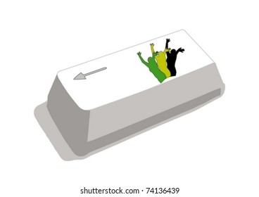 button from the keyboard on which the silhouettes of happy girls