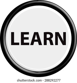 Button learn .The round shape. 3D. Vector illustration.