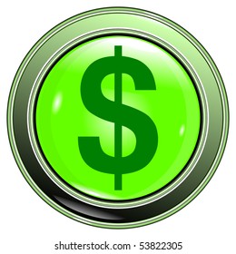 button light green with "sign dollar" isolated on the white background vector eps10
