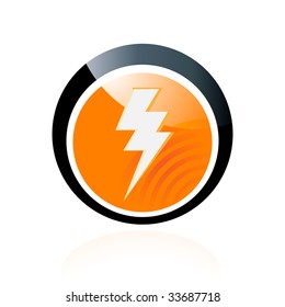 button with lighting symbol isolated on white