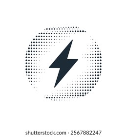 Button with lightning. Energy.  Vector linear illustration icon isolated on white background.