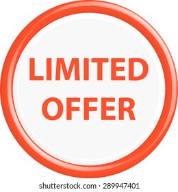  Button limited offer. The round shape. 3D. Vector illustration.