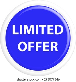  Button limited offer. The round shape. 3D. Vector illustration.