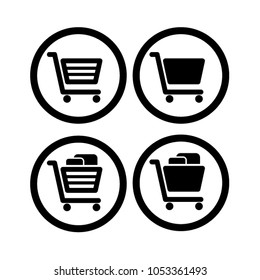 button line cart empty and full icon vector collection for website, web store, online shopping and apps