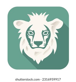 button with lion mascot in Africa isolated