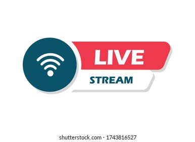 Button live streaming. Live stream logo. Live broadcast icon. Vector