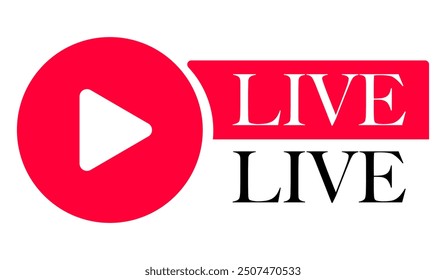 Button for live, video conference, online meeting or social media. Vector illustration.