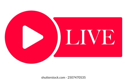 Button for live, video conference, online meeting or social media. Vector illustration.