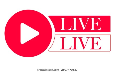 Button for live, video conference, online meeting or social media. Vector illustration.