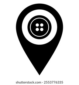 Button and location pin on white