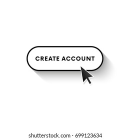 Button With Long Shadow. Create Account. Vector Illustration.