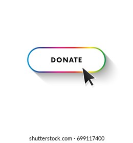 Button with long shadow. Donate. Spectrum gradient. Vector illustration.