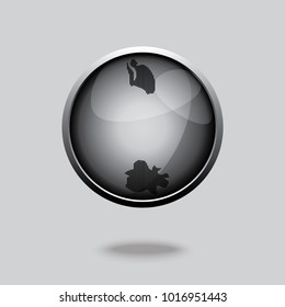 Button map of Antigua and Barbuda in a round metal chrome frame with a shadow. Icon representing round button Antigua and Barbuda map. Ideal for catalogs of institutional materials and geography.