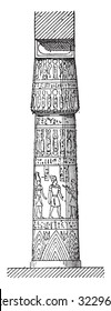 Button marquee column, vintage engraved illustration.