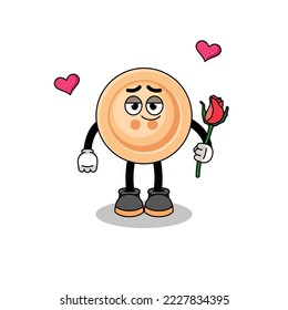 button mascot falling in love , character design