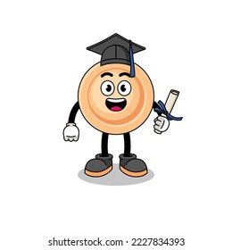 button mascot with graduation pose , character design