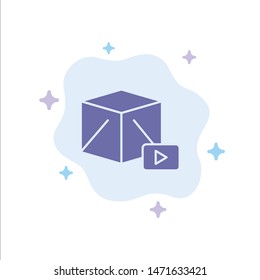 Button, Media, Play, Box Blue Icon on Abstract Cloud Background