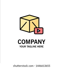 Button, Media, Play, Box Business Logo Template. Flat Color