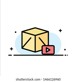 Button, Media, Play, Box  Business Flat Line Filled Icon Vector Banner Template. Vector Icon Template background