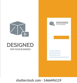 Button, Media, Play, Box Grey Logo Design and Business Card Template. Vector Icon Template background