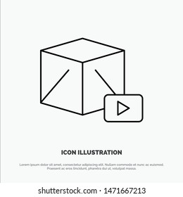 Button, Media, Play, Box Line Icon Vector