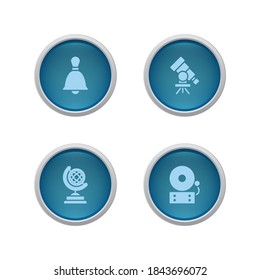 Button microscope, bell, globe, alarm icon. Vector color