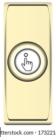 Button modern brass bell with symbol. Vector illustration.