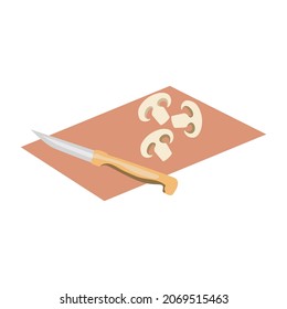ilustración vectorial isométrica de corte de hongos de botón