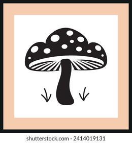 Button Mushroom, fungi silhouette vector, Icon set