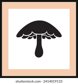 Button Mushroom, fungi silhouette vector, Icon set