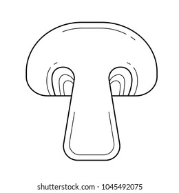 Icono de línea de hongos botón aislado en fondo blanco. Icono de línea vectorial de la rebanada de hongos crudos sanos para infografía, sitio web o aplicación.