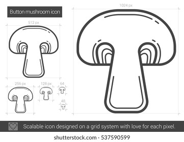 Button mushroom vector line icon isolated on white background. Button mushroom line icon for infographic, website or app. Scalable icon designed on a grid system.