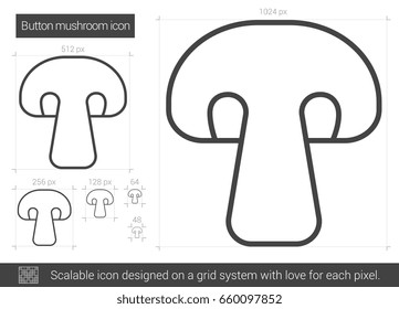 Button mushroom vector line icon isolated on white background. Button mushroom line icon for infographic, website or app. Scalable icon designed on a grid system.