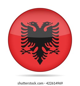 button with national flag of Albania and shadow